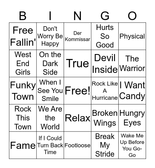 80s Bingo Card