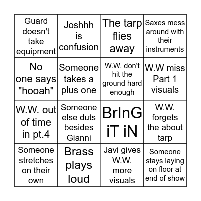 Last Thursday Bandgo Bingo Card