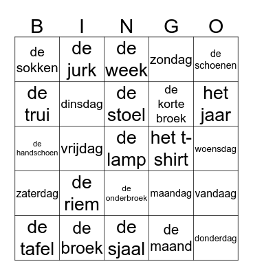 BINGO AZC Leersum Bingo Card