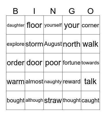 I Saw a Horse Bingo Card