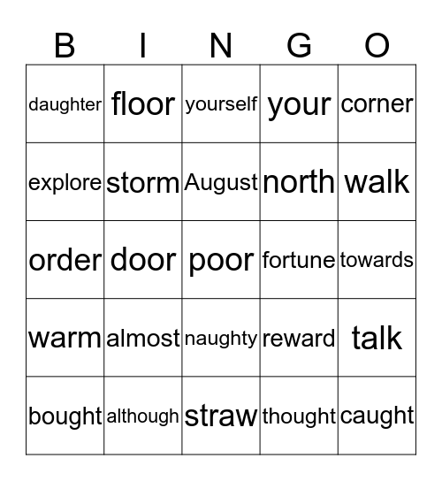 I Saw a Horse Bingo Card