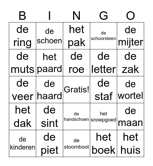 Sinterklaas Bingo Card