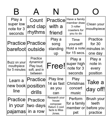 Thanksgiving BANDO Bingo Card