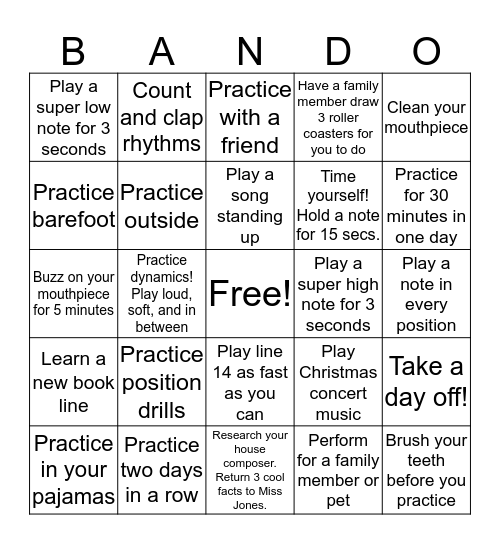 Thanksgiving BANDO Bingo Card