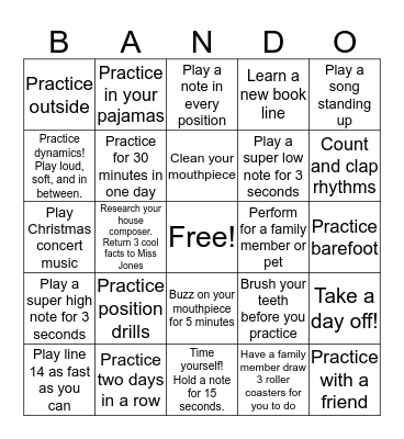 Thanksgiving BANDO Bingo Card