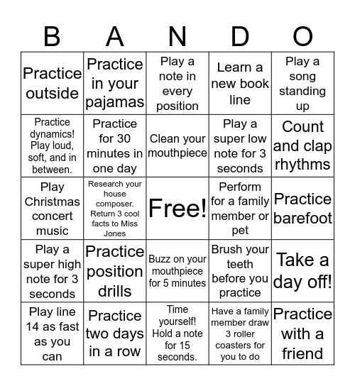 Thanksgiving BANDO Bingo Card