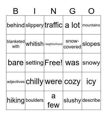 Snowy Destination Bingo Card