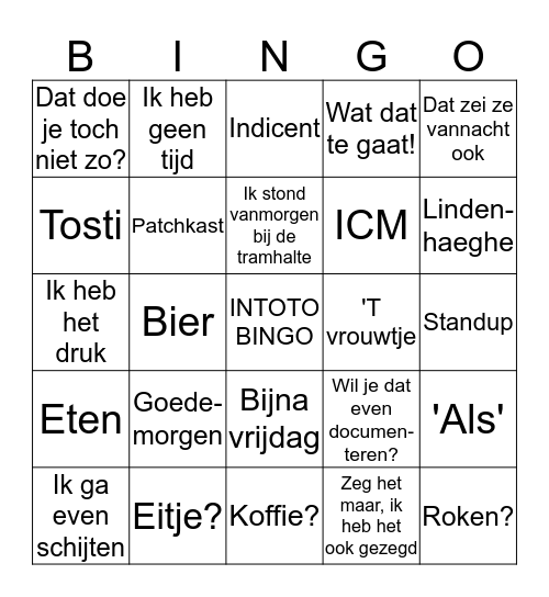 InToto Bingo Card
