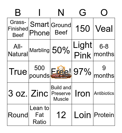 Beef & Veal in the Classroom BINGO Card