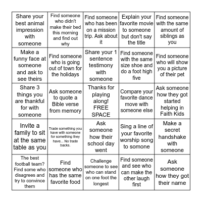 Mingle Bingo Card