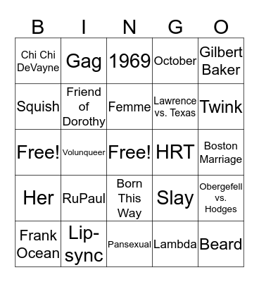 Queer Bingo Card