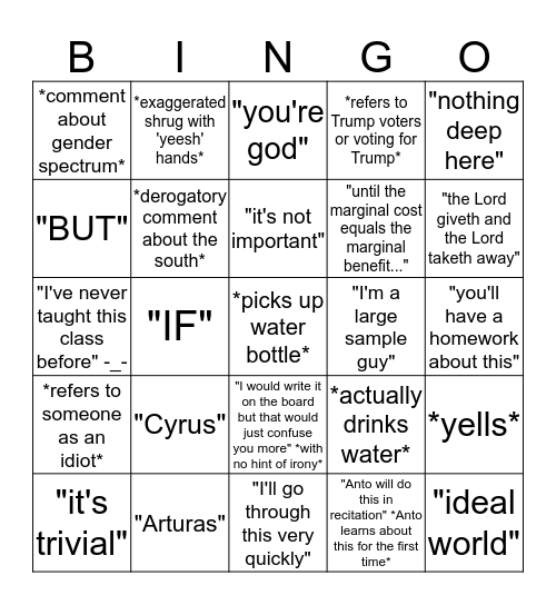 Neal Bingo Card