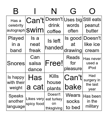 Resolution Bingo Card