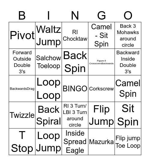 Skating Bingo Card