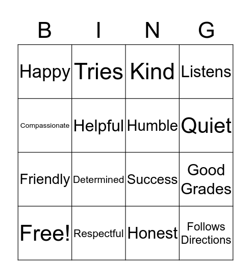 Character BINGO Card