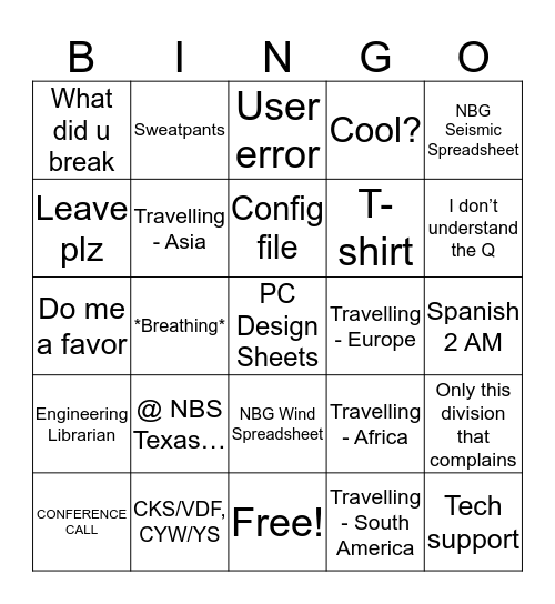 One Last Time Bingo Card