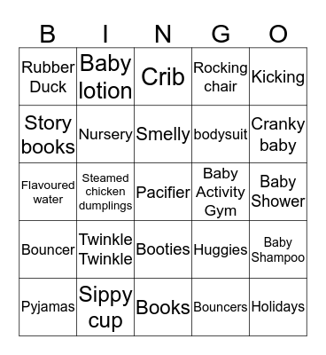 Baby Bingo  Bingo Card