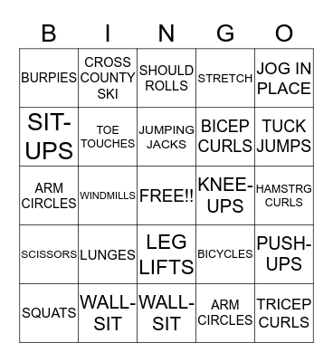 FITNESS BINGO Card