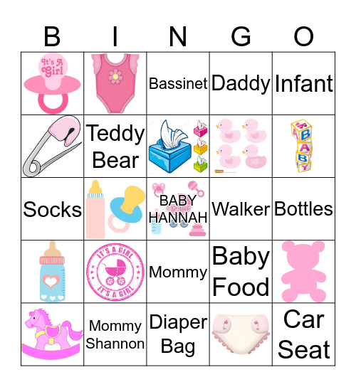 Baby Shower Bingo Card