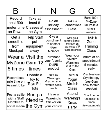 Wareing's Holiday Bingo Card
