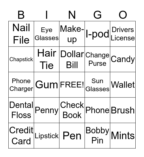 Handbag Bingo Card