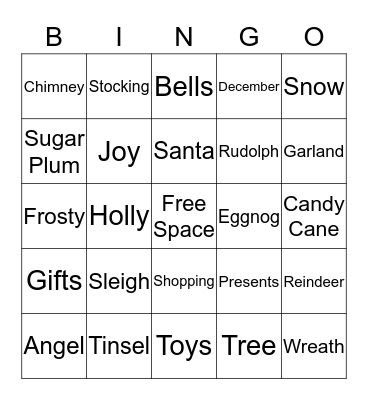 Holiday Bingo Card