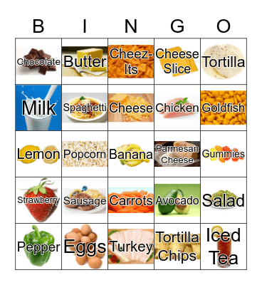 Grocery Store Recipe Bingo Card