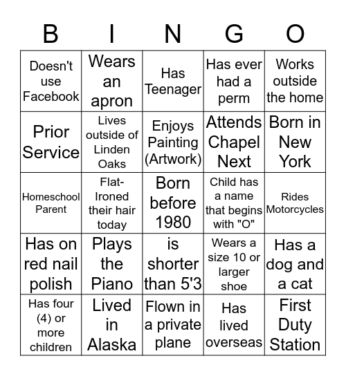 PWOC September Bingo Card