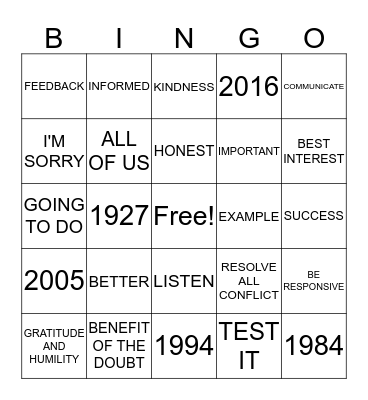 ASSOCIATE PARTY BINGO Card