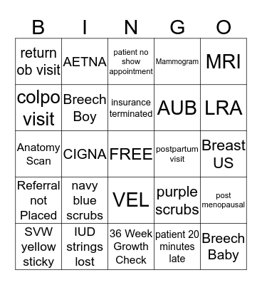 Rankin Bingo Card