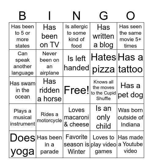 BINGO Card