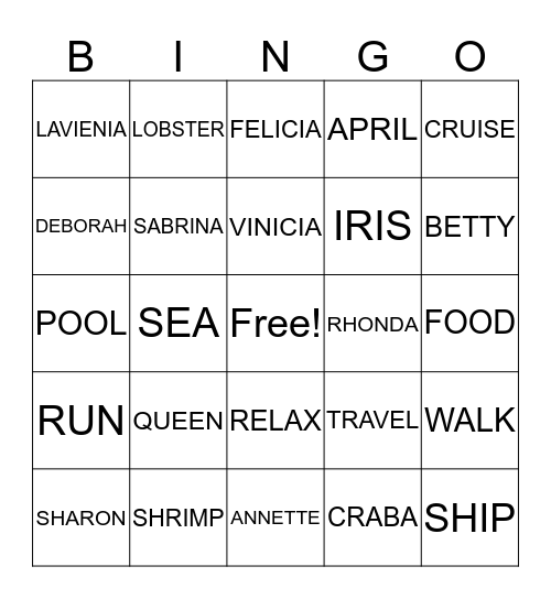 SISTERS AT SEA Bingo Card