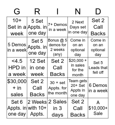 Grind Or Die BINGO!!! Bingo Card