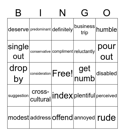 Ask Dr. Culture Bingo Card