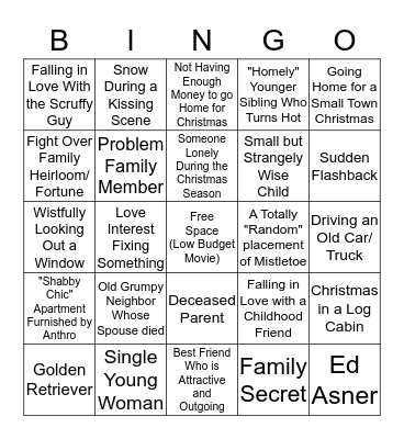 Hallmark Christmas Movie Bingo Card