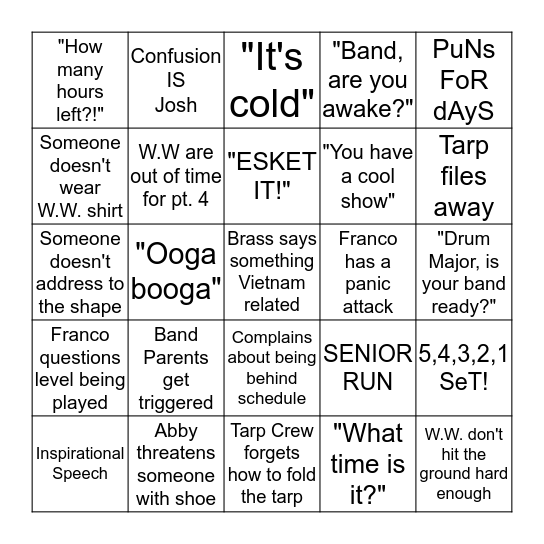 El Ultimo Bandgo Bingo Card