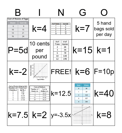 Math Vocabulary Bingo Card