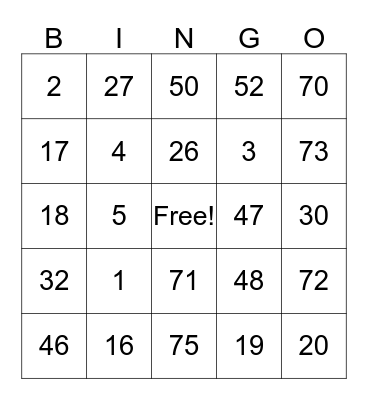 JRES PTA Pa-Binggo Bingo Card