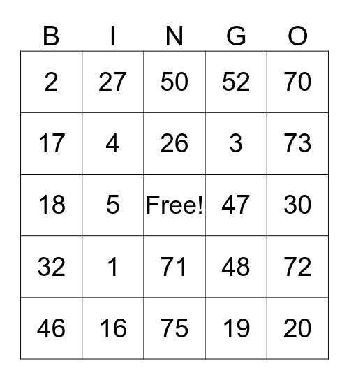 JRES PTA Pa-Binggo Bingo Card