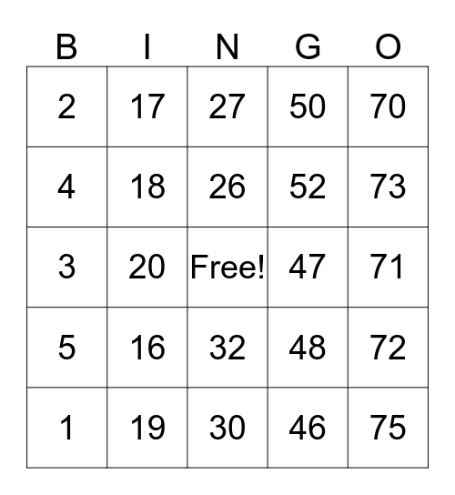 JRES PTA Pa-Binggo Bingo Card