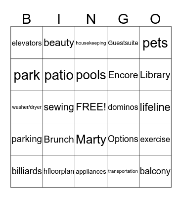 Meadowstone Bingo Card