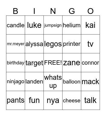 Untitled Bingo Card