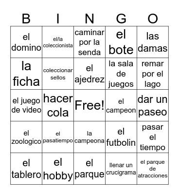 Los Pasatiempos Bingo Card