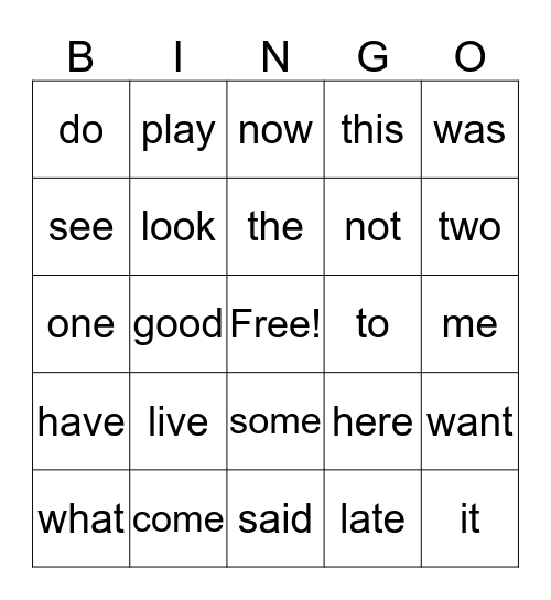 Units 1 & 2 Sight Word Bingo Card