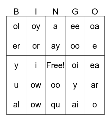 Sounds to Lesson 66 Bingo Card