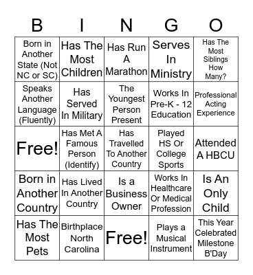 Scavenger Hunt Bingo Card