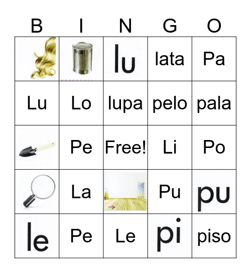 Palabras de P y L-Grupo 8 Bingo Card