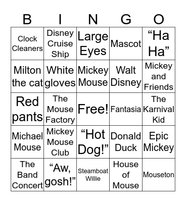 Mickey Mouse Bingo Card