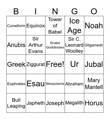Ancient World History Bingo Card