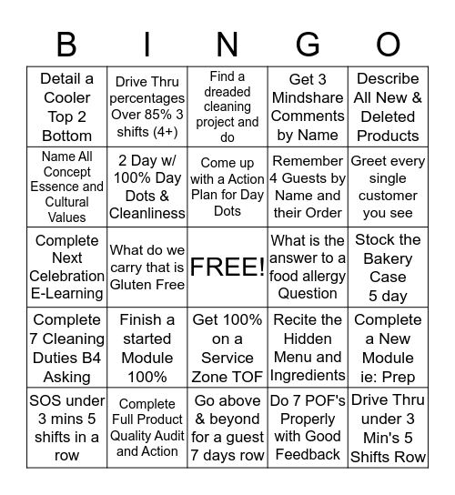 CAFE  BINGO Card